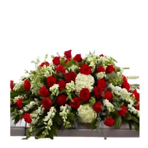 Cubrecajon, rosas rojas y boca de dragón